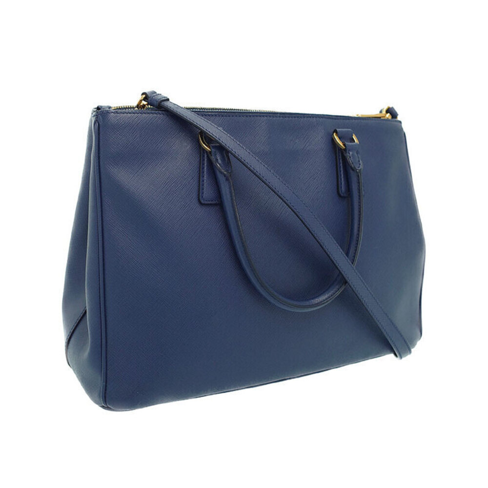 Prada blue Galleria Tote Double Saffiano Zip Shoulder Bag